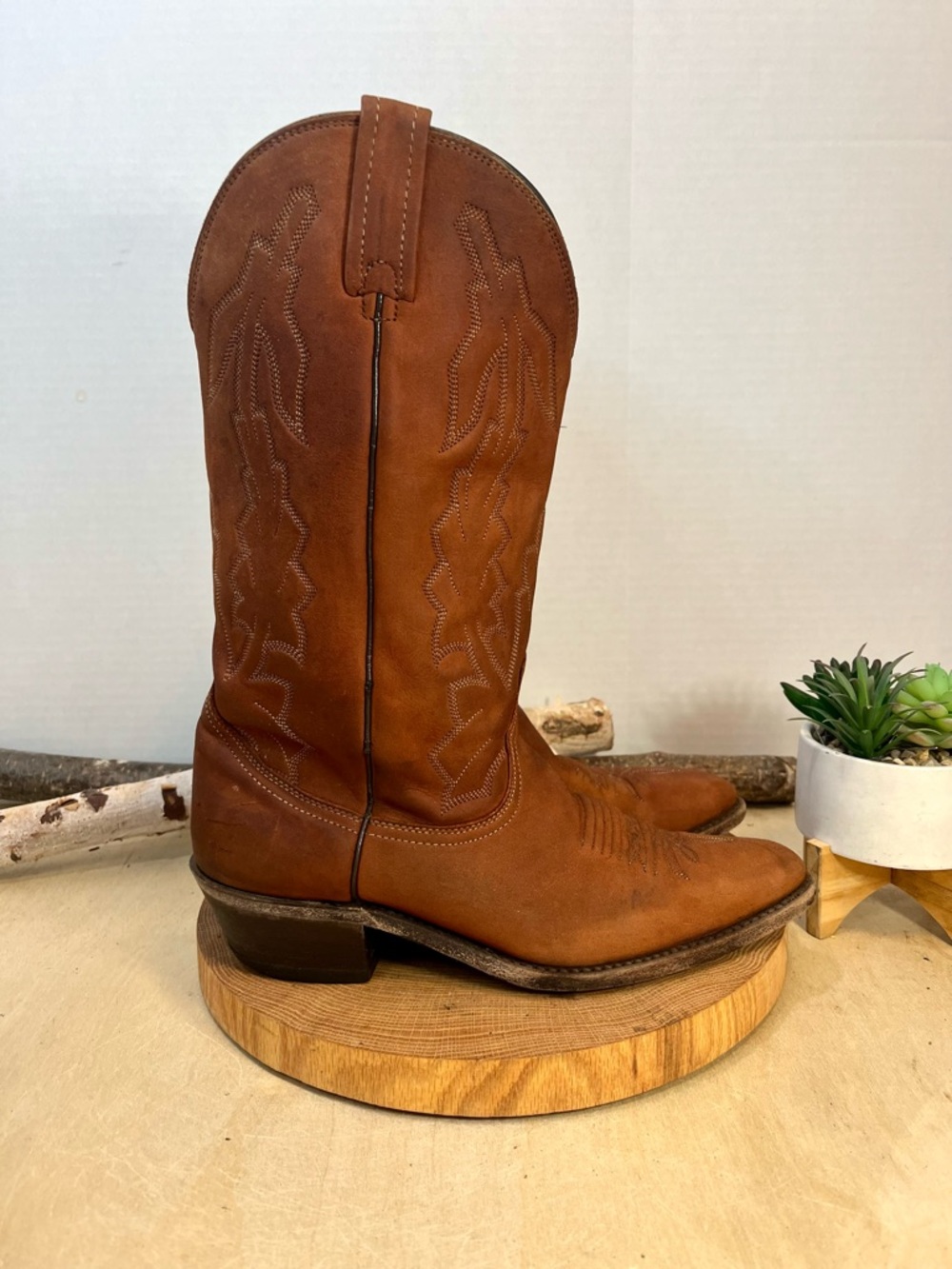 Dan Post Marlboro Western Cowboy Boots Light Brown Leather Men's 9.5 D